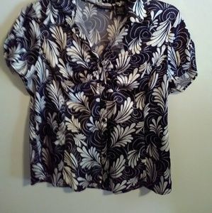 Black and White Abstract Top, Large, XL